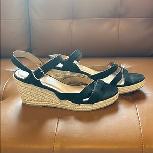Elegant Black Wedge Sandals